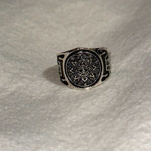 Sterling silver aztec calendar Mayan sun ring
